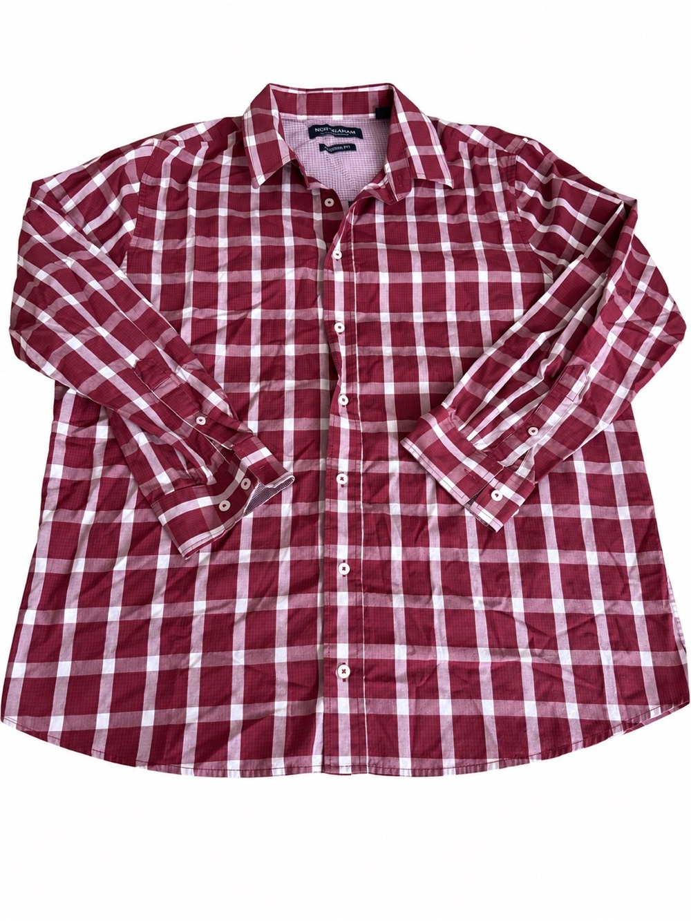 Nick Graham Men's Maroon and White Plaid Button-Down Shirt size XL